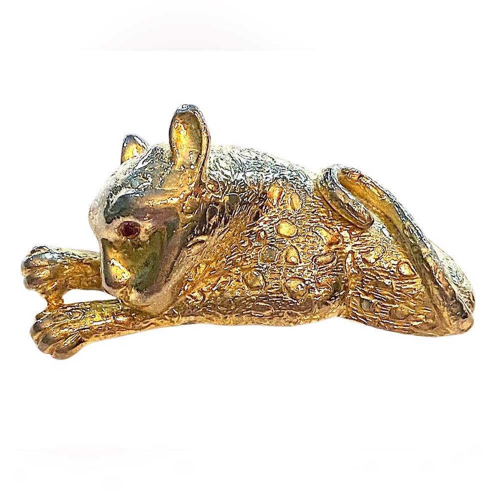 Vintage Panther Brooch Signed Butler & Wilson B&W Gold Red Eyes